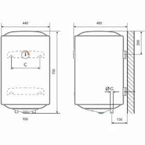 Vertikaler Wandmontierter Elektrischer Warmwasserbereiter Ferroli Titano 80 VE BF Kapazität 80 Lt | Weiß 6